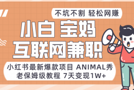 小红书最新爆款项目Animal秀，互联网兼职月入1W+—秒云创业网